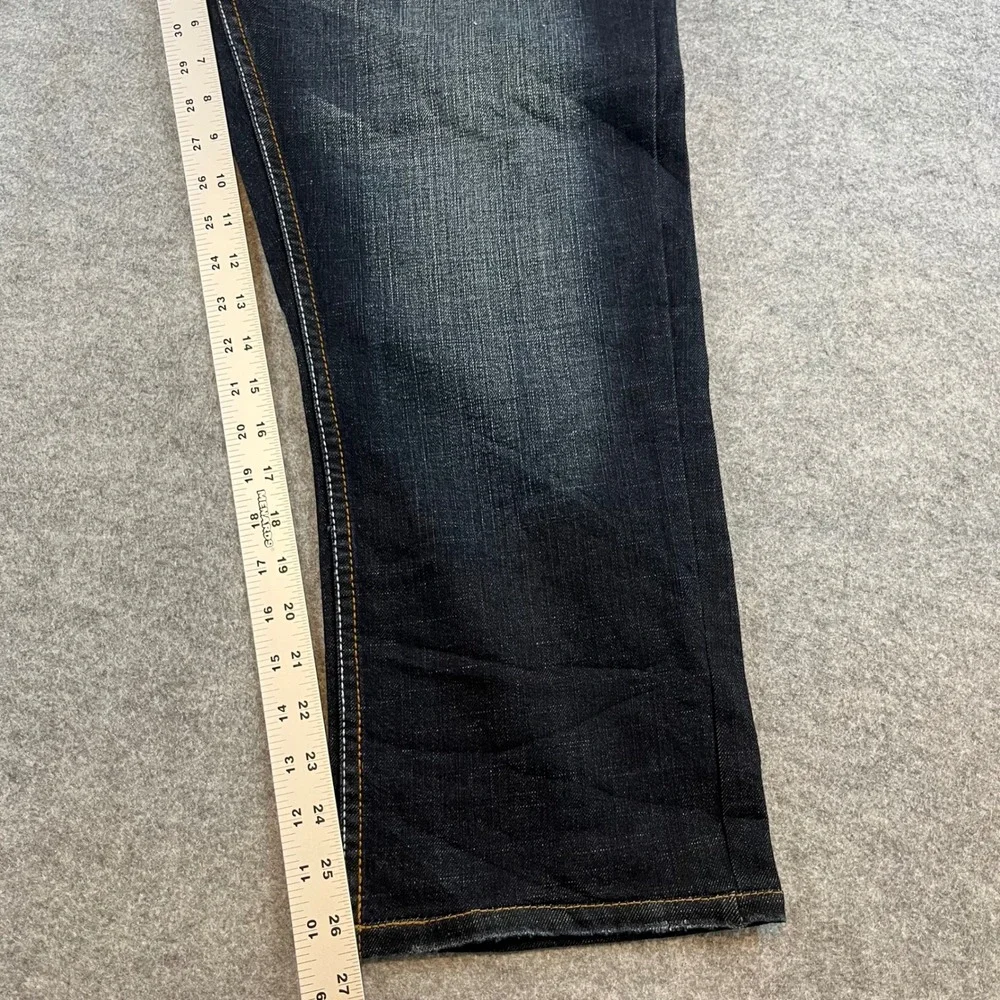 Flypaper Blue Mens Bootcut‎ Jeans Dark Wash Y2K Grunge 36x32 Embroidered Pocket